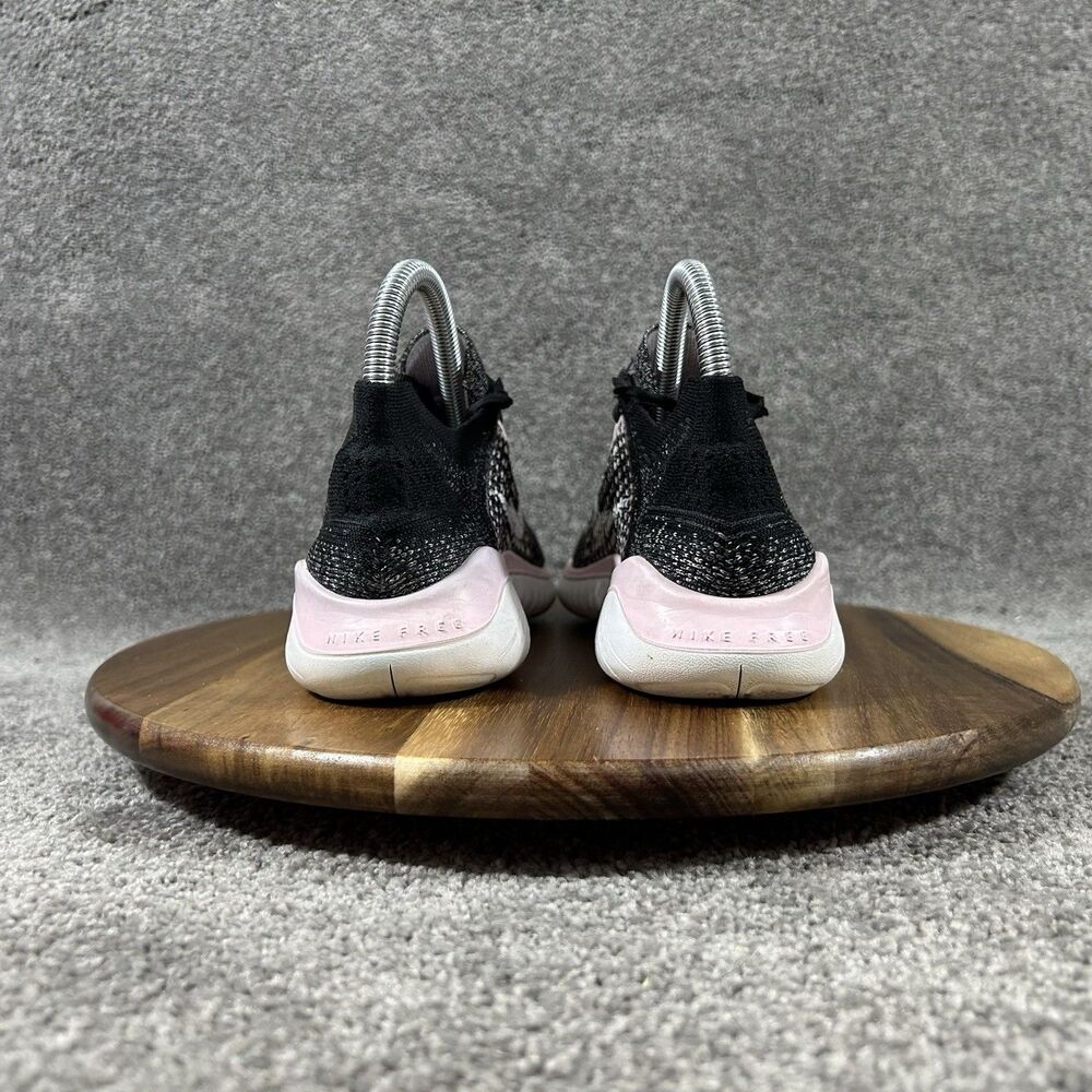 Nike Free RN Flyknit 942839-007 Women's Sz 7 Black White Pink Running Shoes Used - Picture 6 of 11